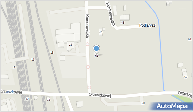 Czechowice-Dziedzice, Komorowicka, 54, mapa Czechowic-Dziedzic