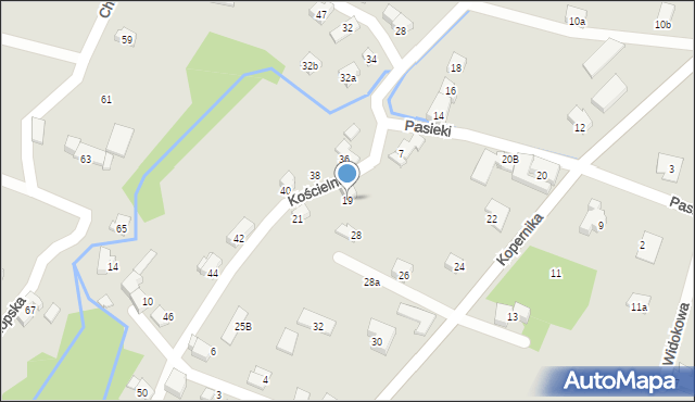 Czechowice-Dziedzice, Kościelna, 19, mapa Czechowic-Dziedzic