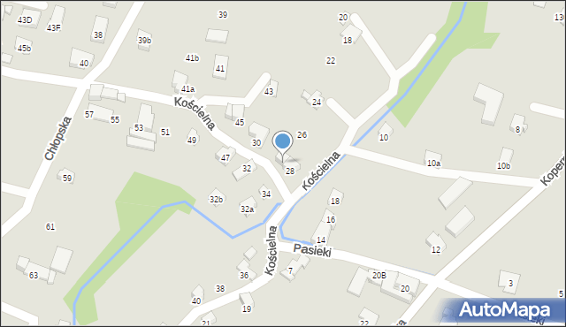 Czechowice-Dziedzice, Kościelna, 28A, mapa Czechowic-Dziedzic