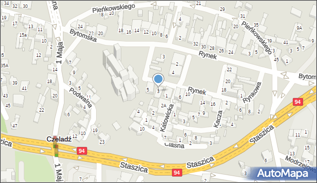 Czeladź, Kościelna, 3, mapa Czeladź