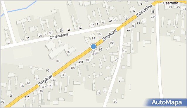 Czermno, Kościelna, 101, mapa Czermno