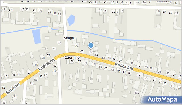 Czermno, Kościelna, 64, mapa Czermno