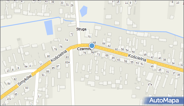Czermno, Kościelna, 75, mapa Czermno