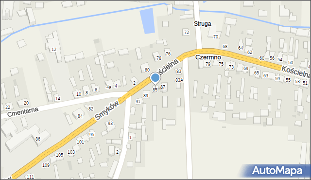 Czermno, Kościelna, 85, mapa Czermno