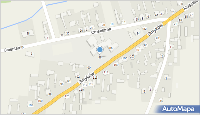 Czermno, Kościelna, 88, mapa Czermno