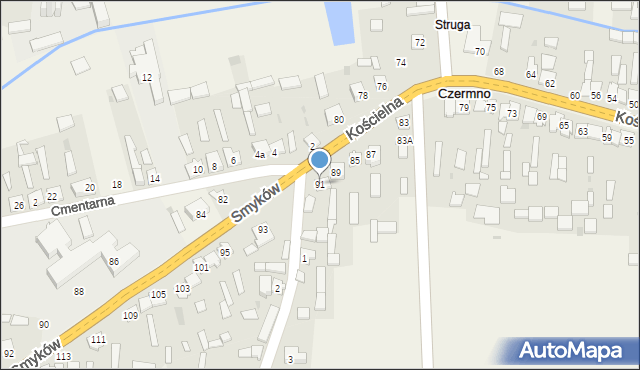 Czermno, Kościelna, 91, mapa Czermno