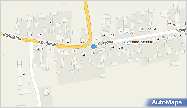 Czermno-Kolonia, Kolejowa, 18, mapa Czermno-Kolonia