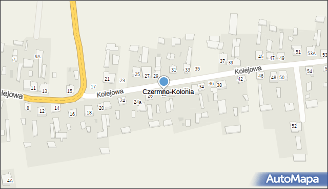 Czermno-Kolonia, Kolejowa, 28, mapa Czermno-Kolonia