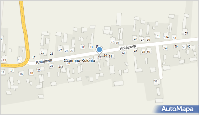 Czermno-Kolonia, Kolejowa, 34, mapa Czermno-Kolonia