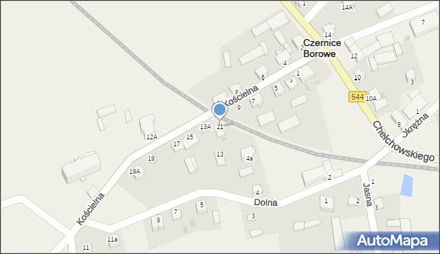 Czernice Borowe, Kościelna, 11, mapa Czernice Borowe