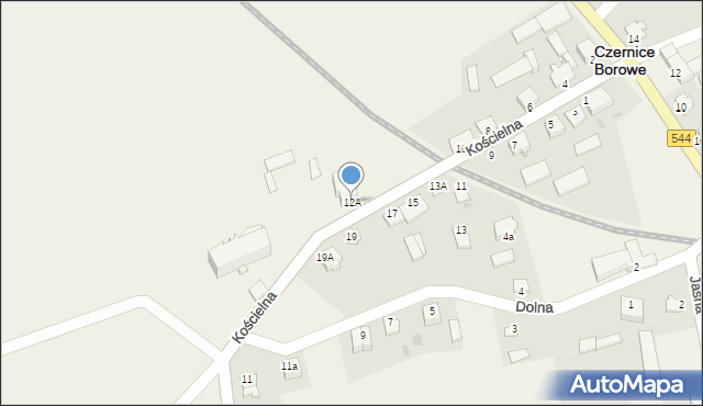 Czernice Borowe, Kościelna, 12A, mapa Czernice Borowe
