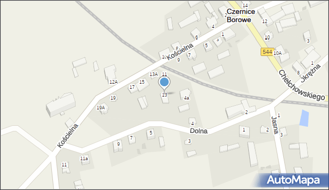 Czernice Borowe, Kościelna, 13, mapa Czernice Borowe