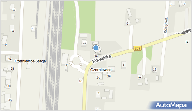 Czerniewice, Kowalska, 5a, mapa Czerniewice