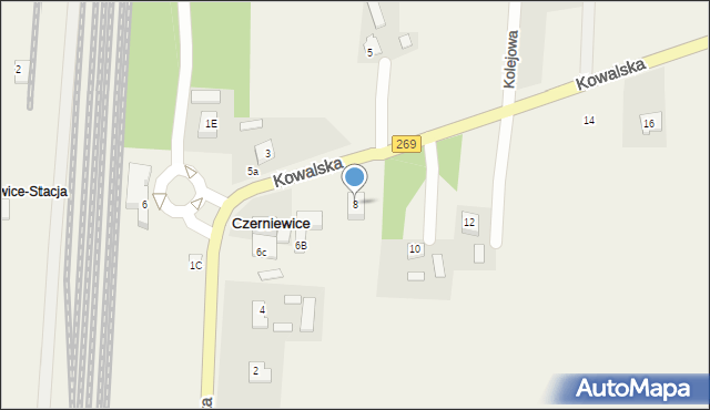 Czerniewice, Kowalska, 8, mapa Czerniewice