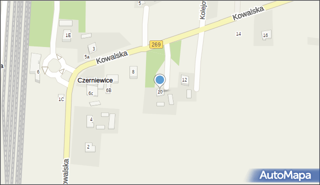Czerniewice, Kowalska, 10, mapa Czerniewice