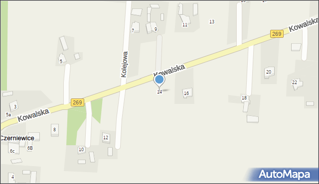 Czerniewice, Kowalska, 14, mapa Czerniewice