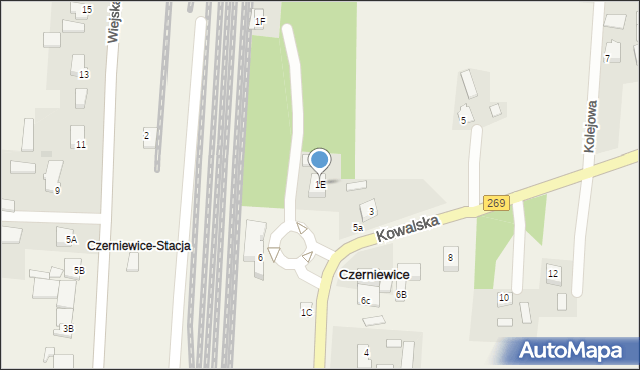 Czerniewice, Kowalska, 1E, mapa Czerniewice