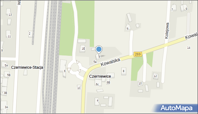 Czerniewice, Kowalska, 3, mapa Czerniewice