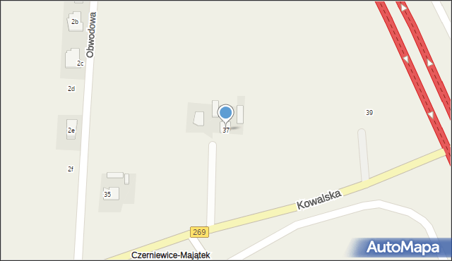 Czerniewice, Kowalska, 37, mapa Czerniewice