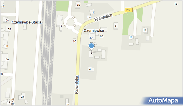 Czerniewice, Kowalska, 4, mapa Czerniewice