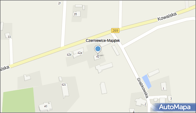 Czerniewice, Kowalska, 42, mapa Czerniewice