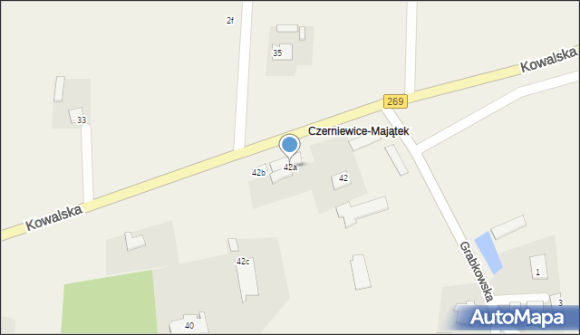 Czerniewice, Kowalska, 42a, mapa Czerniewice