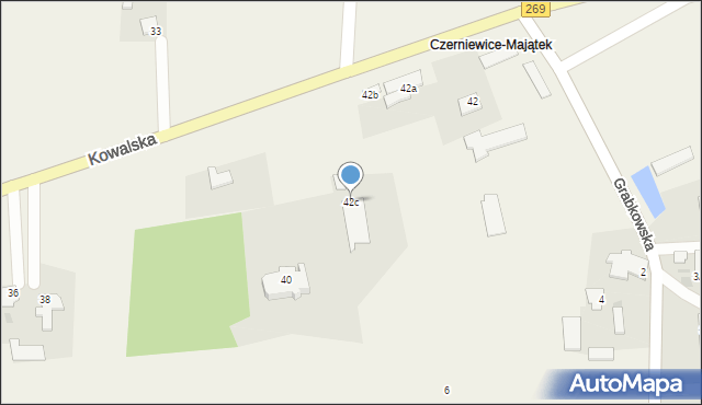 Czerniewice, Kowalska, 42c, mapa Czerniewice