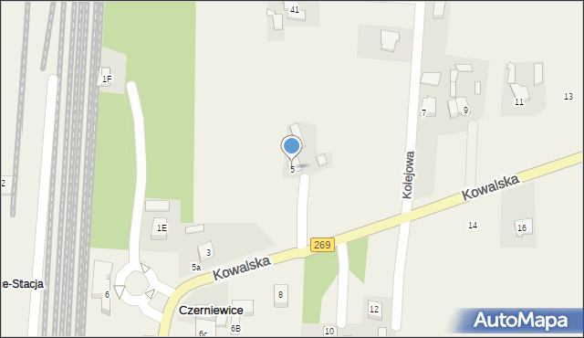 Czerniewice, Kowalska, 5, mapa Czerniewice