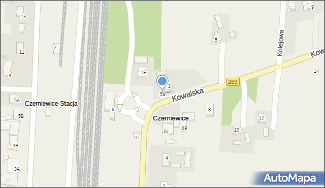 Czerniewice, Kowalska, 5a, mapa Czerniewice