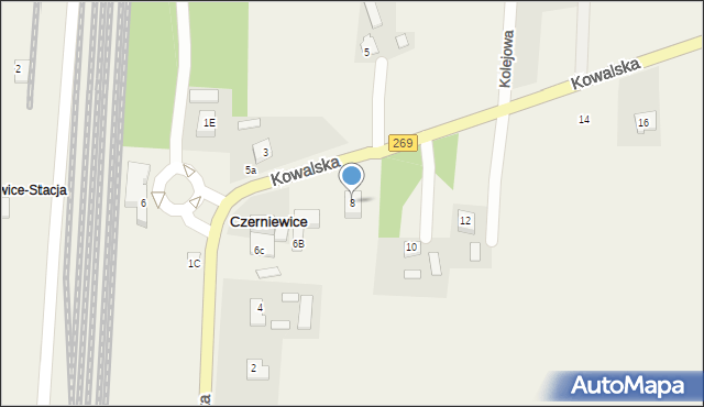 Czerniewice, Kowalska, 8, mapa Czerniewice