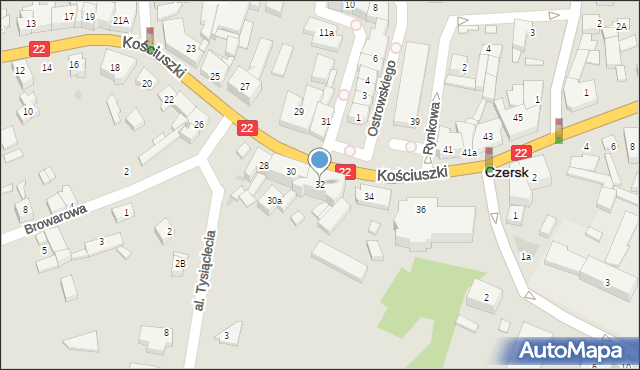 Czersk, Kościuszki Tadeusza, gen., 32, mapa Czersk