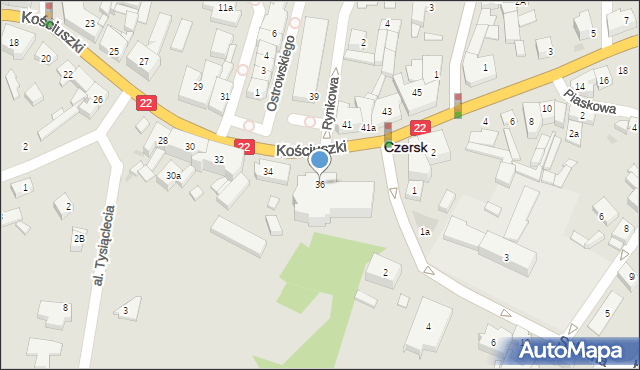 Czersk, Kościuszki Tadeusza, gen., 36, mapa Czersk
