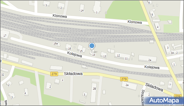 Czerwieńsk, Kolejowa, 14A, mapa Czerwieńsk