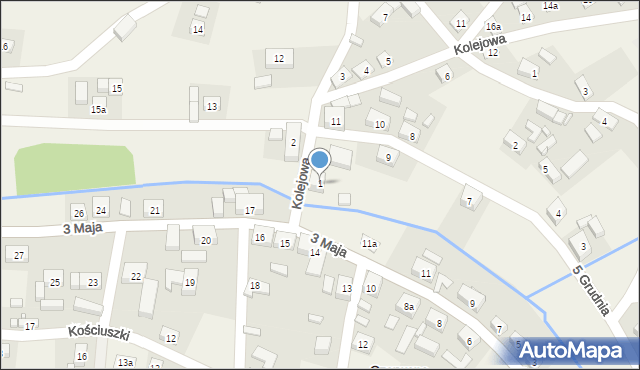 Czerwona Woda, Kolejowa, 1, mapa Czerwona Woda