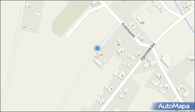 Czerwona Woda, Kościuszki Tadeusza, gen., 1, mapa Czerwona Woda