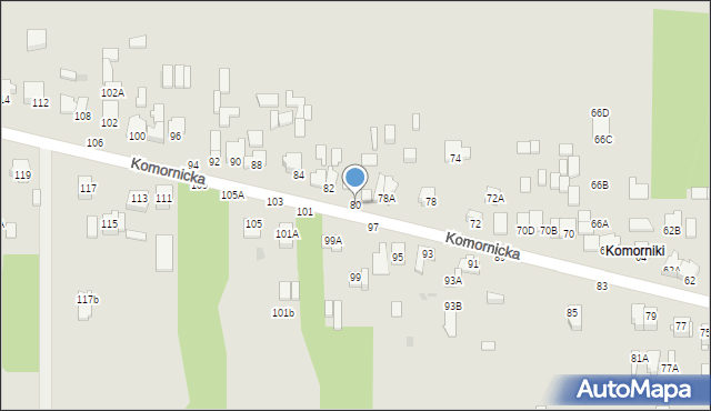 Częstochowa, Komornicka, 80, mapa Częstochowy