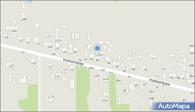 Częstochowa, Komornicka, 88a, mapa Częstochowy