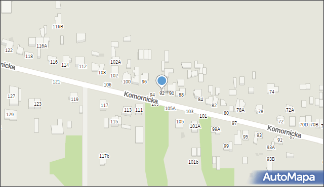 Częstochowa, Komornicka, 92, mapa Częstochowy