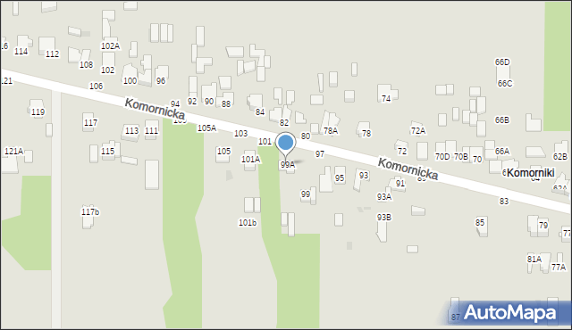 Częstochowa, Komornicka, 99A, mapa Częstochowy