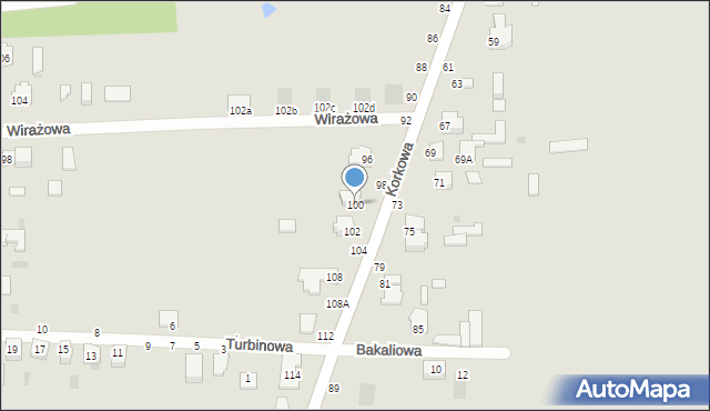 Częstochowa, Korkowa, 100, mapa Częstochowy