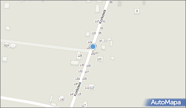 Częstochowa, Korkowa, 101, mapa Częstochowy