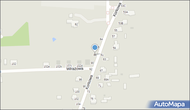 Częstochowa, Korkowa, 88, mapa Częstochowy