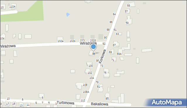 Częstochowa, Korkowa, 96, mapa Częstochowy