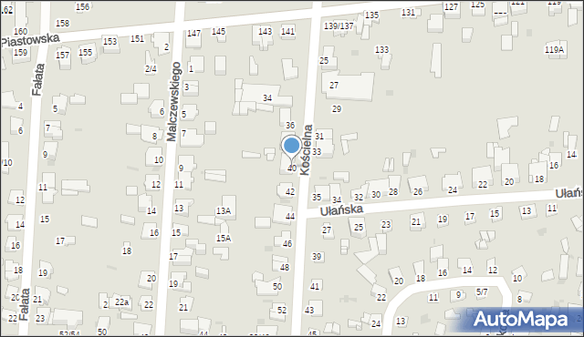 Częstochowa, Kościelna, 40, mapa Częstochowy