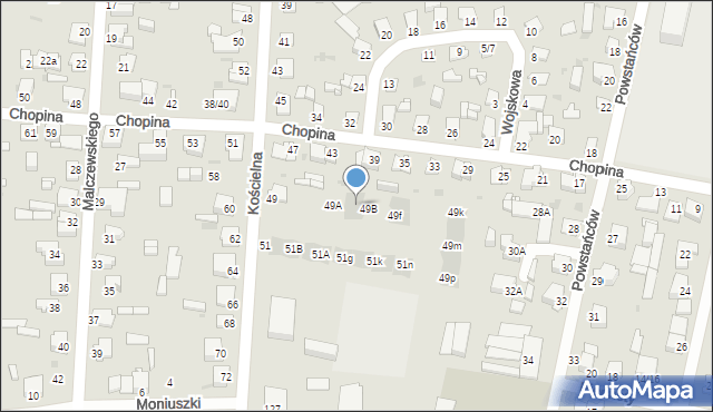 Częstochowa, Kościelna, 49e, mapa Częstochowy