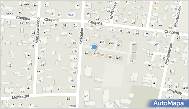 Częstochowa, Kościelna, 51C, mapa Częstochowy