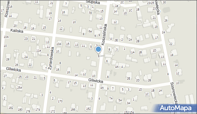 Częstochowa, Koszalińska, 7, mapa Częstochowy