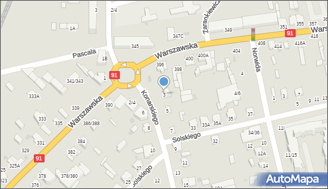 Częstochowa, Konarskiego Stanisława, ks., 3, mapa Częstochowy