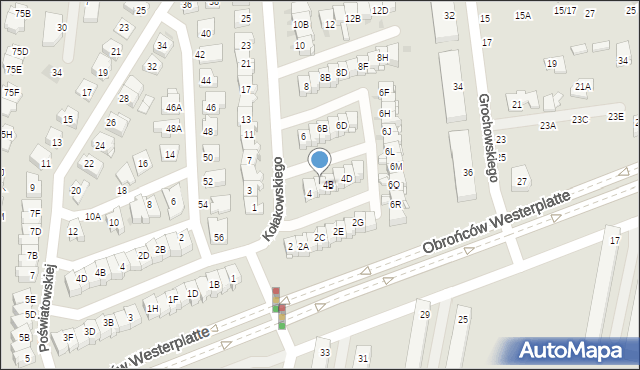 Częstochowa, Kołakowskiego Jerzego, prof., 4A, mapa Częstochowy