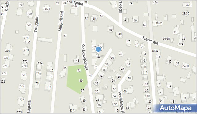 Częstochowa, Kołakowskiego Jerzego, prof., 74, mapa Częstochowy